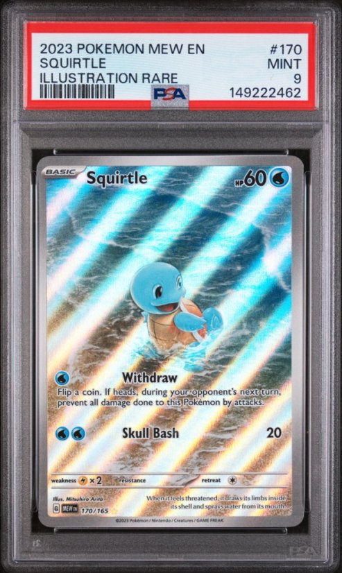 squirtle rare card Pokemon - 170/165 - Pokemon 151 - Illustration Art Protected in a tamper Pokemon - Squirtle 007/165 -