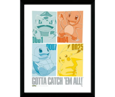 Zarámovaný plakát Pokemon - Pikachu & Kanto Starters