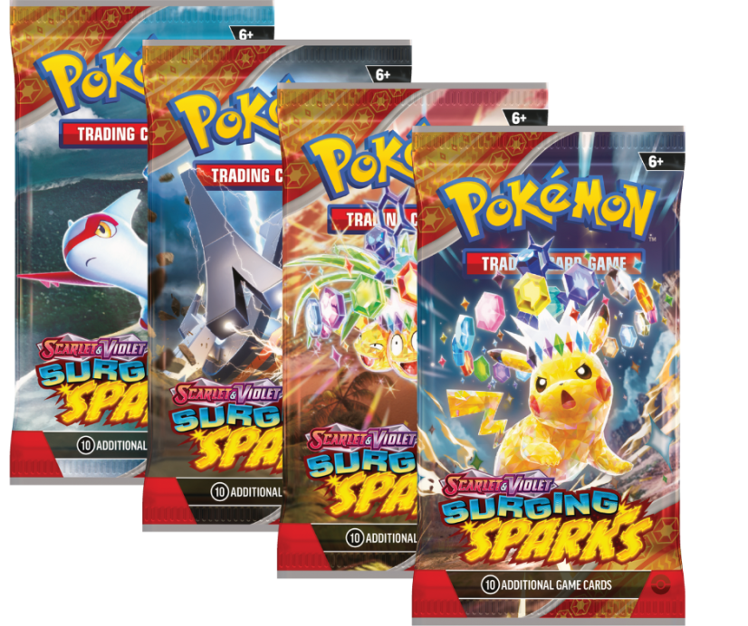 surging sparks booster box half Pokemon TCG: Scarlet & Violet Terawatts of electricity crash down from the sky in a tropical paradise Pokemon Tcg Surging Sparks (18