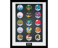 Zarámovaný plakát Pokemon - Pokeballs